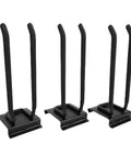 Heavy Duty Wall Mounted Garage Tool Organizer Rack With Adjustable Hooks And Tough Steel Frame Built To Kick Shop Clutter To The Curb While Holding Up To 360 Lb Of Shovels And Garden Tools, featuring three black metal support hooks.