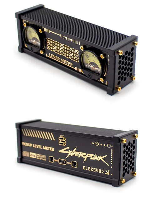Dope Sound Activated VU Meter With RGB Backlight Desktop Audio Visualizer Built In Microphone No Cables Needed Syncs To Your Music In Real Time With Customizable RGB Colors And Modes Like Breathing And Steady, black cyberpunk desktop