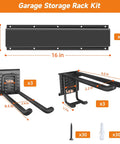 Heavy Duty 48 Inch Wall Mount Garden Tool Organizer Rack With Six Hooks For Yard Tools and Garage Storage