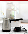 Portable Electric Turkish Coffee Pot With Foldable Stainless Steel Design Makes Up To Five Cups Ideal For Arabic Turkish Coffee Travel Friendly Easy To Use Buttons No Filter Needed