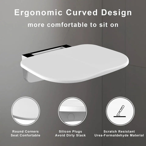 Fold Down Wall Mounted Shower Chair With 400 Lb Capacity Space Saving Foldable Shower Seat Bench For Adults Elderly And Disabled White Waterproof