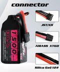 1500mAh 4S LiPo Battery 130C Burst 260C With XT60 Plug, JST/XH connectors, for FPV drones, RC vehicles, 2 pack