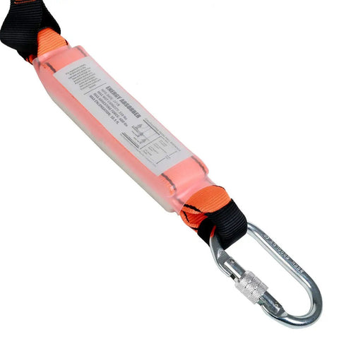 Heavy Duty Six Foot Shock Absorbing Lanyard Featuring Single Snap Hook Plus Dual Rebar Scaffolding Connectors Rock Solid Fall Protection Gear Osha Approved Top Tier Jobsite Ready