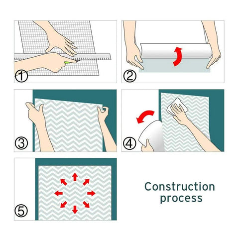 Illustration of installing Solid White Peel And Stick Wallpaper 24x196 Inches Matte Vinyl Contact Paper