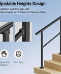 Built Tough Outdoor Handrails For One To Two Steps With No Sweat Setup Adjustable Angle Black Iron Stair Railing Kit with ergonomic design.