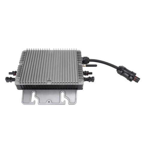 Heavy Duty 700W Solar Micro Inverter MPPT Technology IP67 Rated Built Tough For Plug And Play Balcony PV Systems With Live Mobile App Tracking, showing compact design with connectors.