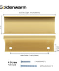 30 Pack 3 Inch Center Gold Finger Edge Pulls For Cabinets And Drawers with dimensions and screws displayed