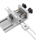 Top Notch FtVogue Dowelling Jig Made From 6061 Aluminum Alloy, Self Centering Drill Guide With 6 Mm 8 Mm And 10 Mm Bushings Perfect For Woodworking Joinery Projects Adjustable Capacity From 10 Up To 180 Mm Thick Boards, angled view