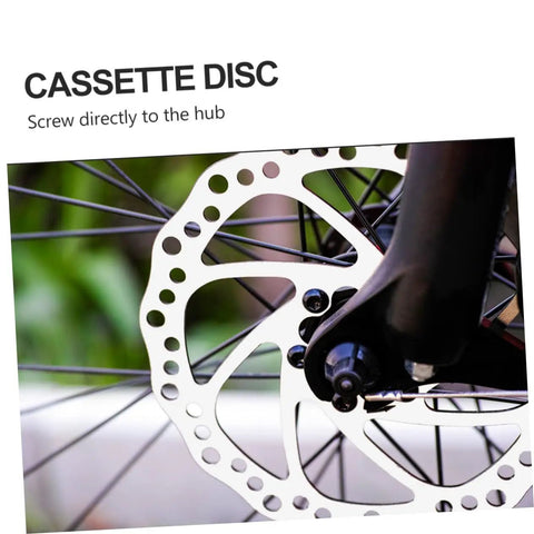 Close-up of a cassette disc attached to a mountain bike hub, showcasing the design of Complete Front And Rear Mechanical Disc Brake Kit With Heavy Duty Rotors And Precision Calipers Plus All Mounting Bolts For Mountain Bikes Gnarly Trail Ready Setup.