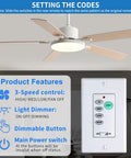 Enhanced Universal Ceiling Fan Wall Control Remote With 3 Speed Regulator And Full Range Dimmer, Transmitter Only next to fan