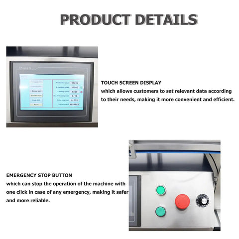 No Sweat Automatic Flat Labeling Machine With Heavy Duty Conveyor touch screen display and emergency stop button for safety