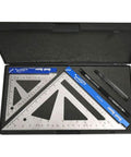 4 Inch And 7 Inch Stainless Steel Bench Square Set With Tri Square, Aluminum Base In Blue Anodized Finish in open box