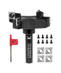 Pro Grade Heavy Duty Slab Flattening Router Bit With Four Wing Carbide Inserts For Spoilboard Surfacing And Wood Planing Half Inch Shank Three Inch Cutting Diameter CNC Fly Cutter Leveler And Rabbeting Capabilities with accessories