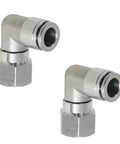 Stainless Steel Pneumatic Female Elbow Push To Connect Fitting, 90 Degree NPT Air Line Quick Connector For Air Compressors, 1/4 Inch Tube OD X 1/4 Inch NPT, Durable Leak Proof