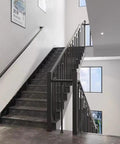 Tough As Nails Black Metal Stair Railing Balusters, Rustproof Wrought Iron Posts For Decks And Porch Steps, Dead Simple Diy Upgrade, Pack Of 30 Reliable Outdoor Handrail Accessories on modern staircase.