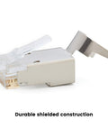 Cat6 Cat6A RJ45 Pass Through Modular Plug Shielded STP Ground Connector UL Listed EZ Crimp Gold Plated 3 Prong 8P8C