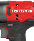 Close-up of 20V Cordless Impact Driver Kit With One Quarter Inch Quick Release Chuck handle and grip details, logo visible