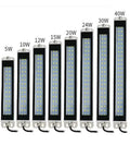 Various sizes of industrial bright cool white LED work lamps, including 10W 35cm heavy duty LED workshop light for machines and tools.