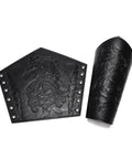 Badass Medieval Faux Leather Bracers Featuring Dragon And Viking Embossing, Adjustable Steampunk Punk Gothic Arm Cuffs.