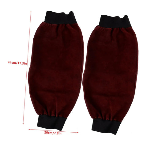 Heavy Duty Welding Arm Sleeves Featuring Flame Resistant Heat Burn Coverage And Flexible Elastic Fit Designed For Mechanics Welders And Tradesmen Demanding Badass Daily Protection in red color, 44cm long and 20cm wide.