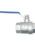 Side view of 1 inch NPT female stainless steel 316 full port ball valve with vinyl handle for reliable flow control.