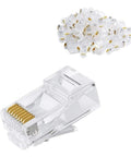 RJ45 Crimp Connectors 8P8C UTP Ethernet Plug For CAT5E CAT5 CAT6 Solid Or Stranded Cable Gold Plated 50 Pack Gigabit Ready Pro Grade Network Cable End Connectors