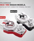 1 Pair Battery Terminal Connectors Positive And Negative Top Post With Plastic Bottoms For Nissan Vehicles