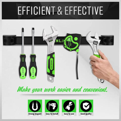 4 Piece 12 Inch Magnetic Tool Holder Set Wall Mount Organizer for Garage holding wrenches, pliers, and screwdrivers