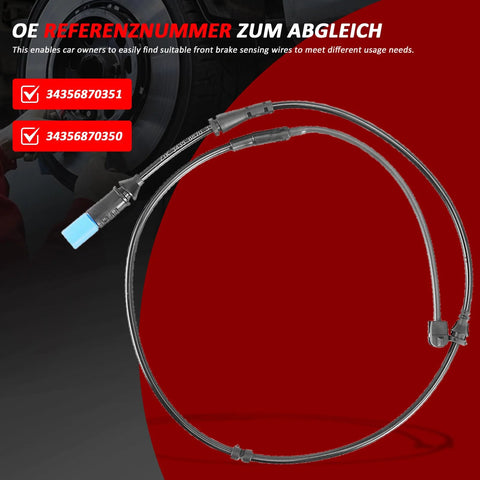Brake pad wear sensor cable set for BMW (front & rear) with braided stainless lines and blue connector