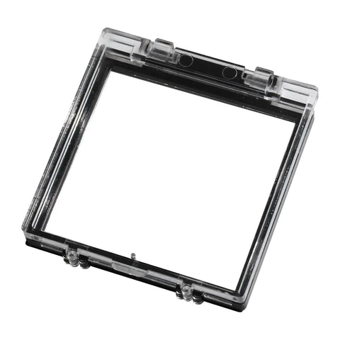 Clear square 55mm dustproof button switch cover for PC and industrial use, part of Two Pack 55mm Dustproof Button Switch Cover Protector