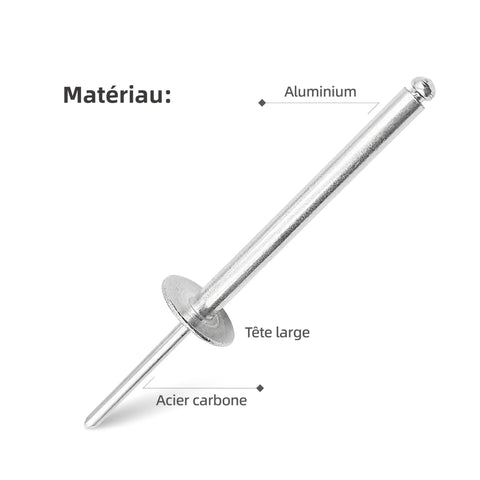 30 Piece Aluminum Large Flange Extra Long Blind Rivets 3/16 X 2 Inch Heavy Duty Steel Mandrel Rust Proof Commercial Grade Hardware Built Like A Tank Rock Solid For Tough Auto Diy Jobs