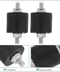 4 Pack Heavy Duty Air Compressor Vibration Mounts Rock Solid Dampening Pads, small size, M6 threaded steel isolators with rubber base.