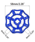 Three Pack 58Mm OD Metal Outside Faucet Wheel Handles With 6x6mm Square Broach For Gate Valves And Water Spigots Blue Painted Cast Steel Globe Switch