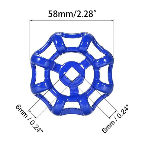 Three Pack 58Mm OD Metal Outside Faucet Wheel Handles With 6x6mm Square Broach For Gate Valves And Water Spigots Blue Painted Cast Steel Globe Switch