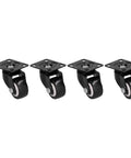 Jauarta Caster Wheel, Heavy Duty 40mm Diameter, set of four black PVC wheels with steel mounting plates.