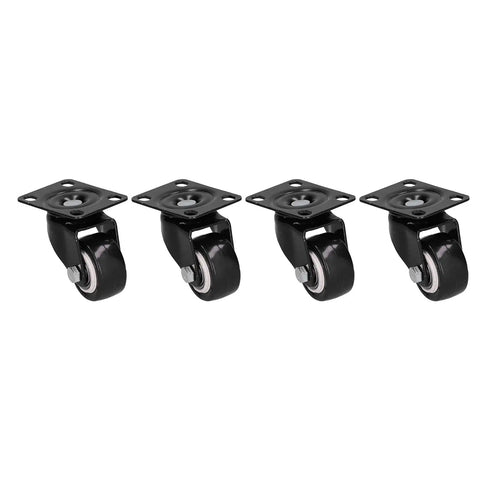 Jauarta Caster Wheel, Heavy Duty 40mm Diameter, set of four black PVC wheels with steel mounting plates.