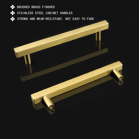20 Pack 5 Inch Brushed Brass Cabinet Pulls T Bar Drawer Handles For Kitchen Cabinets And Cupboards Made From Stainless Steel With Smooth Edges