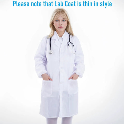 Scientist Doctor Costume For Halloween White Long Sleeve Lab Coat Unisex Adults Outfit With Stethoscope Accessory Soft Breathable Material