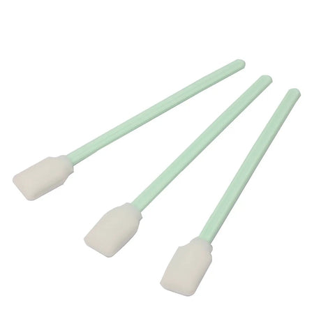 100 Pack 5.1 Inch Foam Cleaning Swabs For Solvent Inkjet Printers And Roland Optical Equipment With Open Cell Foam Heads And Plastic Shaft, Great For Precision Cleaning And Safe Maintenance.