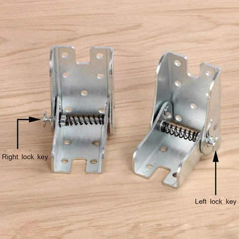 Heavy Duty Folding Table Leg Hinges Dead Nuts Locking Extension Brackets Built Tough For Diy Woodworking Kitchen Tables Space Saving Hidden Metal Hardware set showing right and left lock keys.