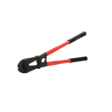 Model S18 Heavy Duty Bolt Cutter with center cut and high leverage jaws, red beefy grips, industrial grade alloy steel, 19-inch length.