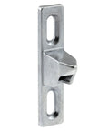 Sliding Door Keeper Half Inch Wide Chrome Plated Diecast, Universal Fit With Vertical Adjustment, Zinc Diecast Construction For Durability, Suitable For Patio Sliding Door Locking Hardware, Pack Of 2 Keepers, shown from the front.