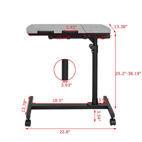 Crush Your Daily Grind With This Rock Solid Adjustable Height Rolling Computer Desk Featuring Lockable Casters And Portable Standing Workstation For Home Office Smooth Mobile Laptop Station Black dimensions and design details.
