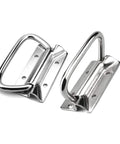 Stainless Steel Toolbox Pull Handles Set 4 Inch For Lifting Doors And Chest Covers Pack Of 2 Silver Durable Mounting Hardware With Four Hole Mounting
