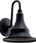 Hampshire 15.25 Inch One Light Outdoor Wall Light In Textured Black For Entryways And Patios With Downward Bell Shade Weather Resistant