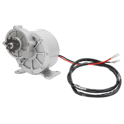 24V 650W Gear Reduction Electric Motor For DIY Electric Bikes And Small Machinery, 3150RPM Brushed Geared Motor With Aluminum Alloy Body, Low Heat Generation, Reversible Rotation For Bikes And Ride-Ready Projects, showcasing motor with wires and mounting base