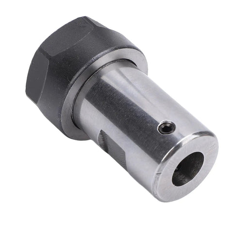 Heavy Duty Motor Shaft To ER20 Milling Spindle Adapter 12mm Collet, silver 40Cr steel body with hex nut design.
