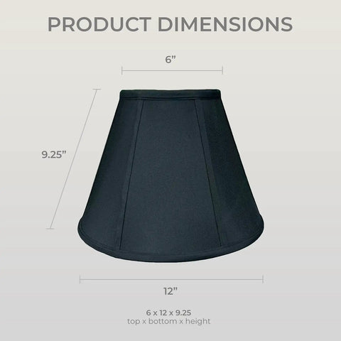 Deep Empire Basic Lamp Shade 6x12x9.25 Black With Gold Dope Look, 2-Pack, Silk-Type Shantung Fabric, Side View, Dimensions Shown