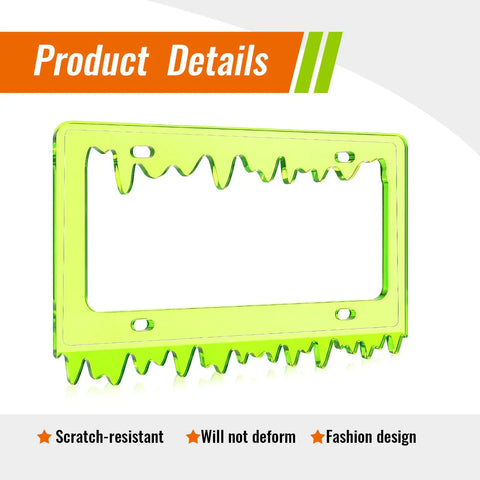 Glow In The Dark Dope Fluorescent Green Acrylic License Plate Frame With Screws Fits Standard 6x12 Inch Car Plates Transparent Universal Tag Frame Holder Scratch Resistant Clear Edges Style 1