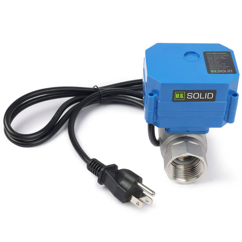 1 Inch Motorized Ball Valve With 110 VAC Plug, NSF Certified 304 Stainless Steel, Auto Return, Normally Closed, NPT Thread
